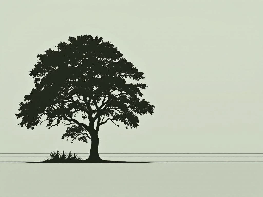 Beukenboom silhouet met snoeischaar op groene achtergrond, toont juiste snoeitechniek en seizoensmarkeringen.