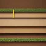 Luchtfoto van terrasvormig aangelegde tuin met verschillende hoogteniveaus en meetinstrument over bruine grond en groen gras