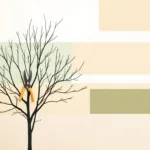 Snoeischaar diagonaal over kale boomtakken met seizoensgebonden kleurvlakken en gemarkeerde snijpunten